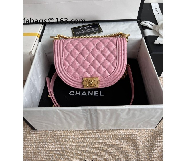 Chanel Grained Calfskin Small Boy Messenger bag AS3350 Pink 2022 TOP