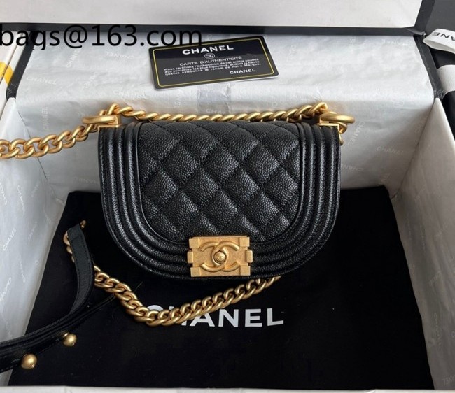 Chanel Grained Calfskin Mini Boy Messenger bag AS3315 Black 2022