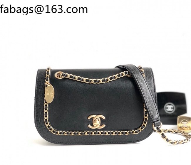 Chanel Leather Chain Flap Bag AS0371 Black 2022