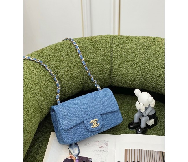 Chanel Denim Classic Mini Flap Bag A69900 Blue 2022 SS