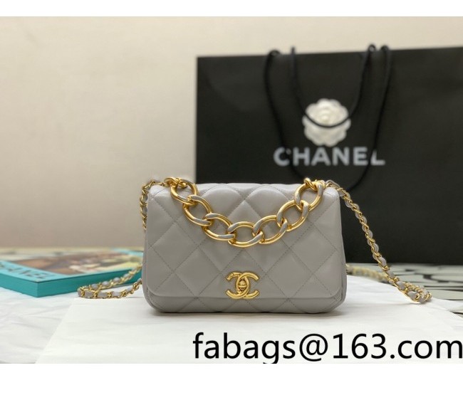 Chanel Lambskin Small Flap Bag AS3366 Gray 2022