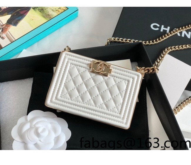 Chanel Lambskin Boy Minaudiere Bag AP2884 White 2022