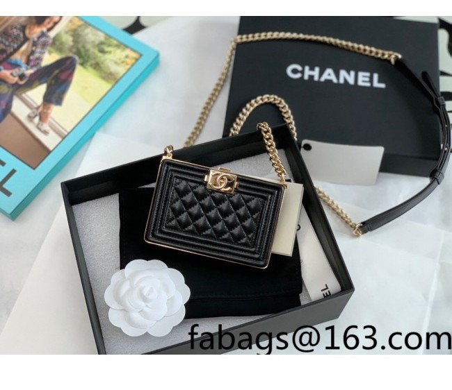 Chanel Lambskin Boy Minaudiere Bag AP2884 Black 2022