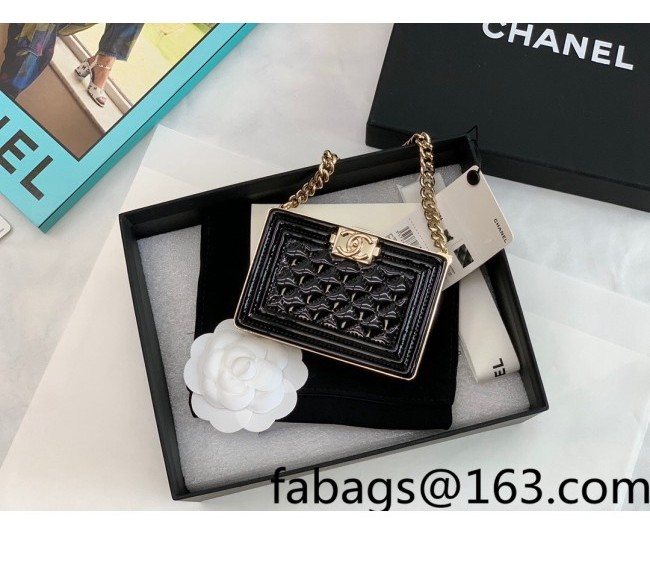 Chanel Patent Calfskin Boy Minaudiere Bag AP2870 Black 2022