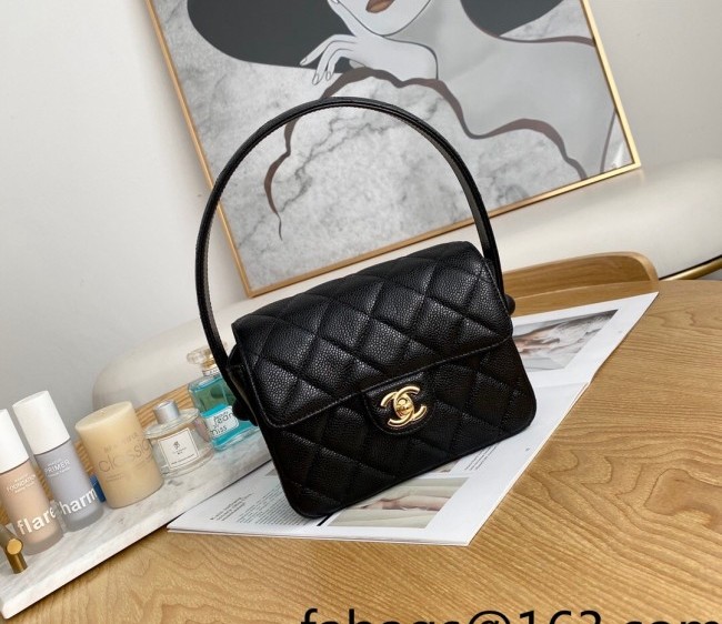 Chanel Grained Leather Mini Flap Bag Black 2022 CF006