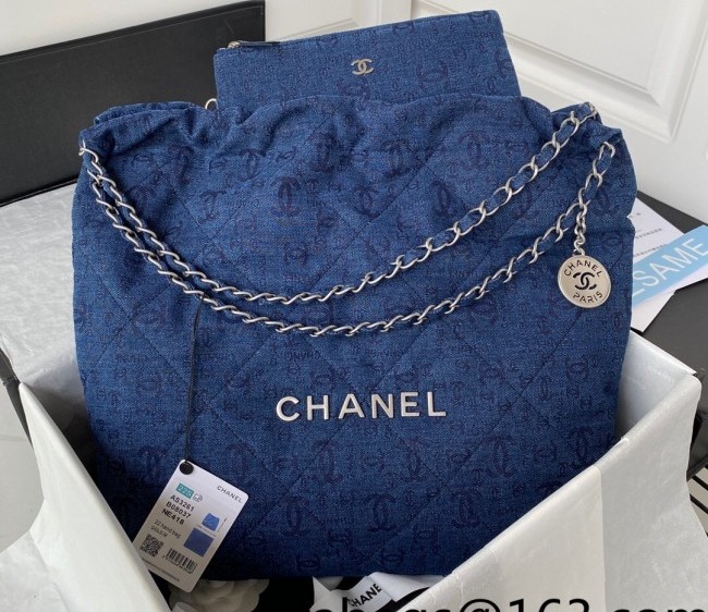 Chanel 22 Denim Medium Shopping Bag AS3261 Dark Blue 2022