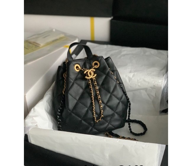 Chanel Lambskin Mini Bucket Bag AS3211 Black 2022