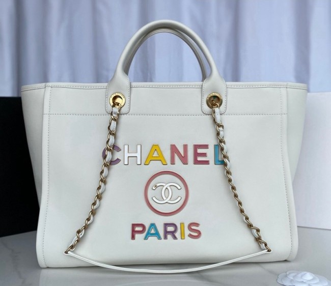 Chanel Deauville Calfskin Large Shopping Bag A66941 White 2022