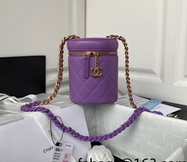 Chanel Lambskin Small Vanity Case bag with Patchwork Chain AS3210 Purple 2022