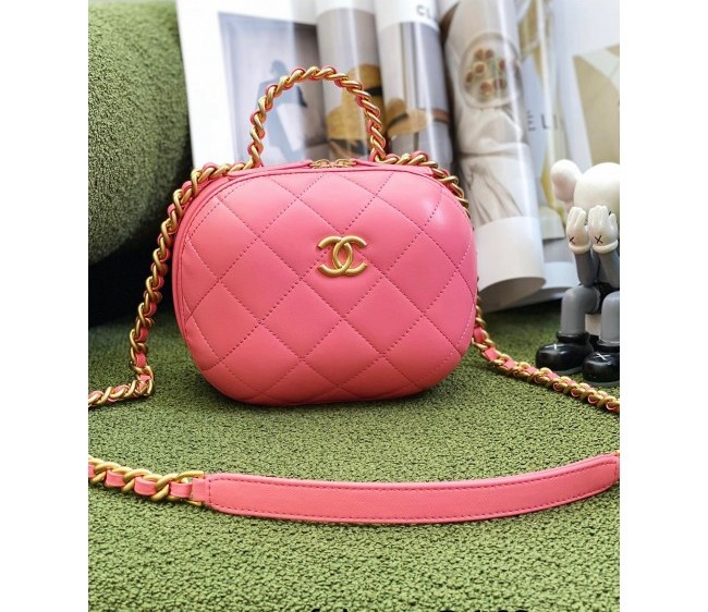 Chanel Lambskin Small Vanity Case Bag with Top Handle AS3066 Pink 2022