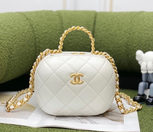 Chanel Lambskin Small Vanity Case Bag with Top Handle AS3066 White 2022