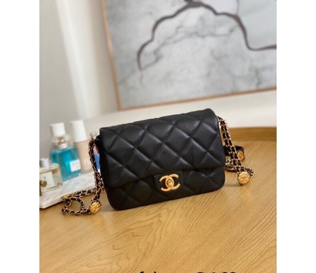 Chanel Grained Calfskin Small Flap Bag with Metal Coin AS3369 Black 2022 TOP