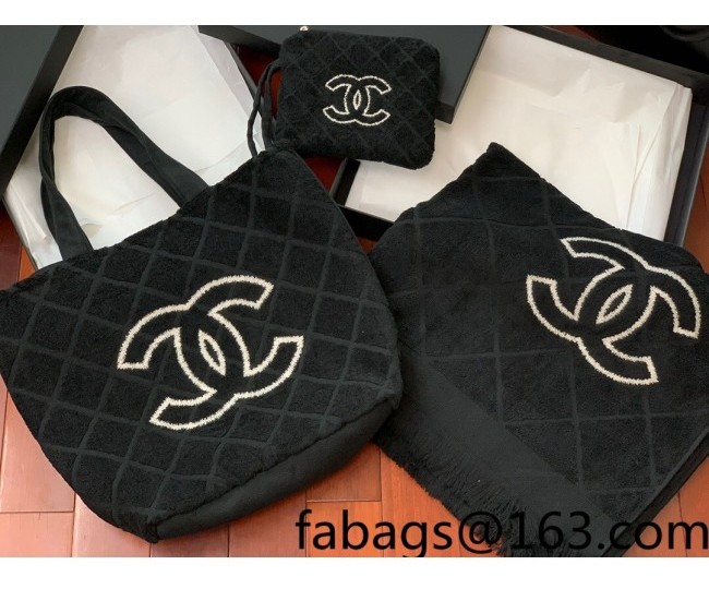 Chanel Beach bag/Pouch/Blanket Black 2022 062742