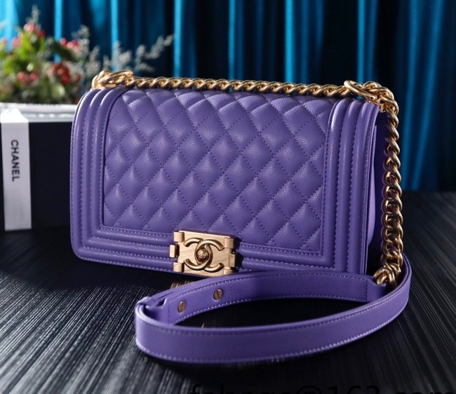 Chanel Grained Leather Medium Classic Boy Flap Bag A67086 Lavender Purple 2022 05