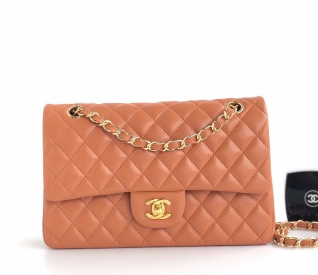 Chanel Lambskin Classic Medium Flap Bag A01112 Orange/Gold 2022 60770