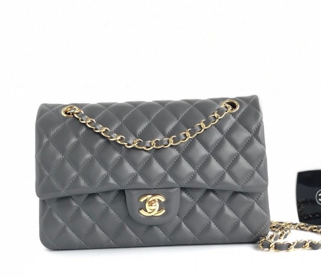 Chanel Lambskin Classic Medium Flap Bag A01112 Dark Gray/Gold 2022 60766