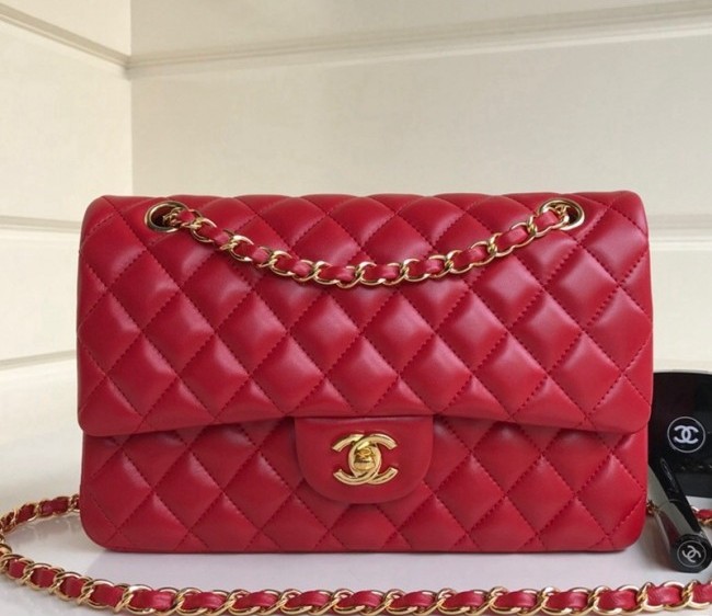 Chanel Lambskin Classic Medium Flap Bag A01112 Red/Gold 2022 60764