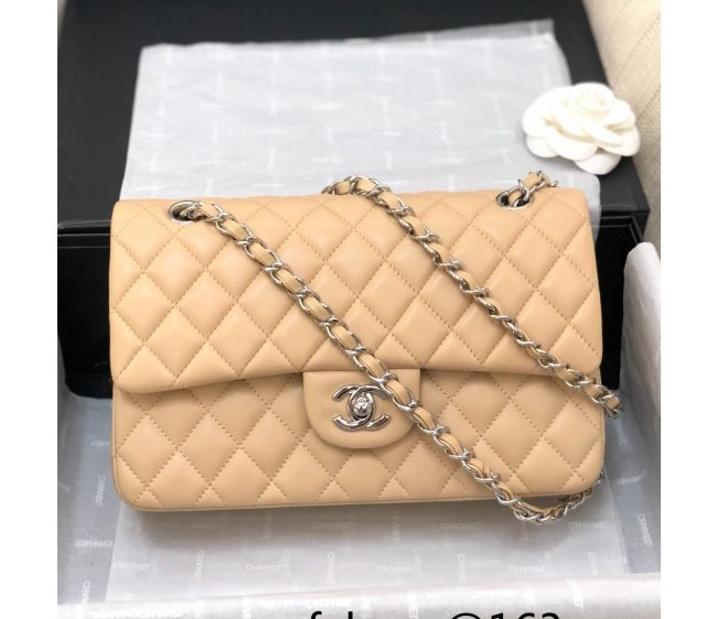 Chanel Lambskin Classic Medium Flap Bag A01112 Apricot/Silver 2022 60756