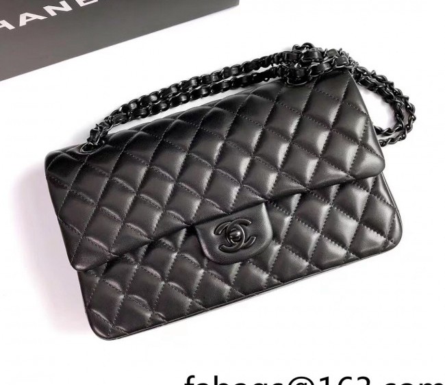 Chanel Lambskin Classic Medium Flap Bag A01112 All Black 2022 60753