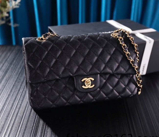 Chanel Micro-Grained Calfskin Classic Medium Flap Bag A01112 Black/Gold 2022