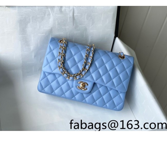 Chanel Lambskin Classic Medium Flap Bag A01112 Sky Blue/Gold 2022