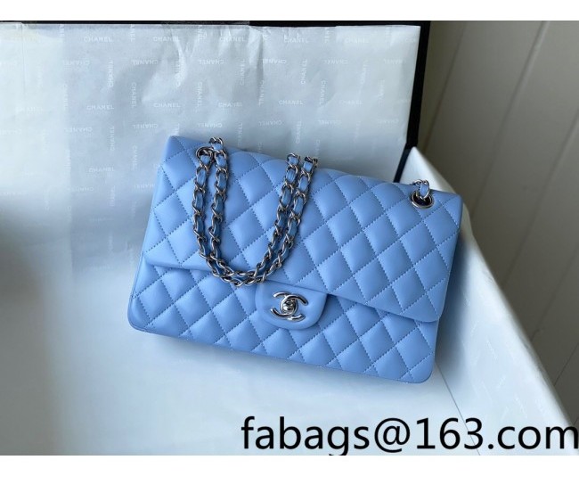 Chanel Lambskin Classic Medium Flap Bag A01112 Sky Blue/Silver 2022