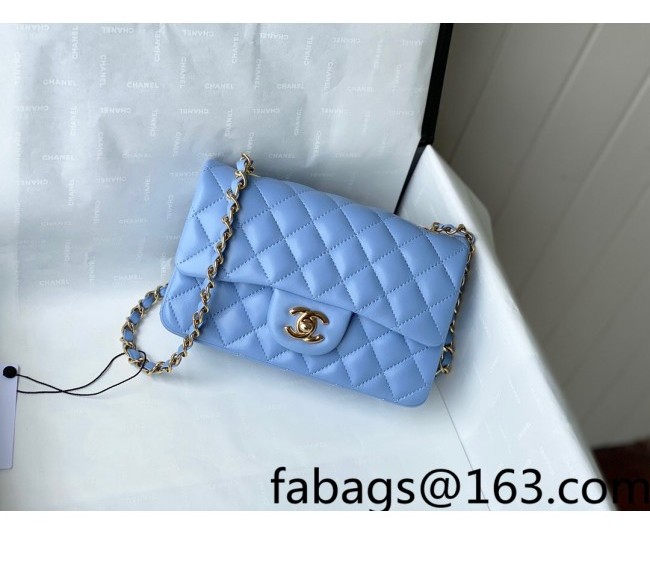 Chanel Lambskin Classic Mini Flap Bag A69900 Sky Blue/Gold 2022