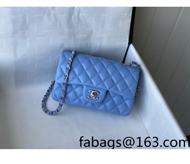 Chanel Lambskin Classic Mini Flap Bag A69900 Sky Blue/Silver 2022