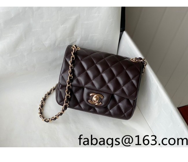 Chanel Lambskin Classic Mini Sqaure Flap Bag A35200 Coffee Brown/Gold 2022