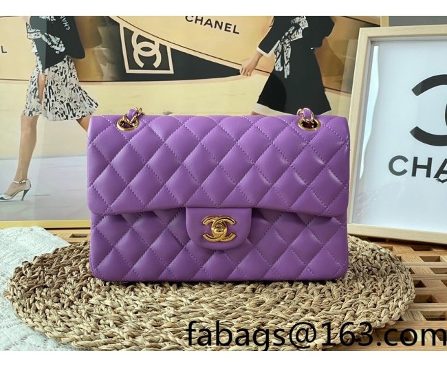 Chanel Lambskin Classic Small Flap Bag A01113 Lavender Purple/Gold 2022