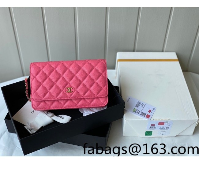 Chanel Grained Calfskin Classic Wallet on Chain WOC AP0250 Dark Pink 2022