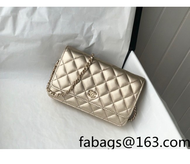 Chanel Lambskin Classic Wallet on Chain WOC AP0250 Gold 2022