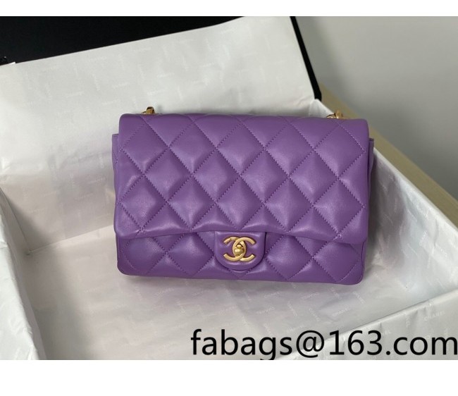 Chanel Lambskin Large Flap Bag with Chain Strap AS3215 Lavender Purple 2022