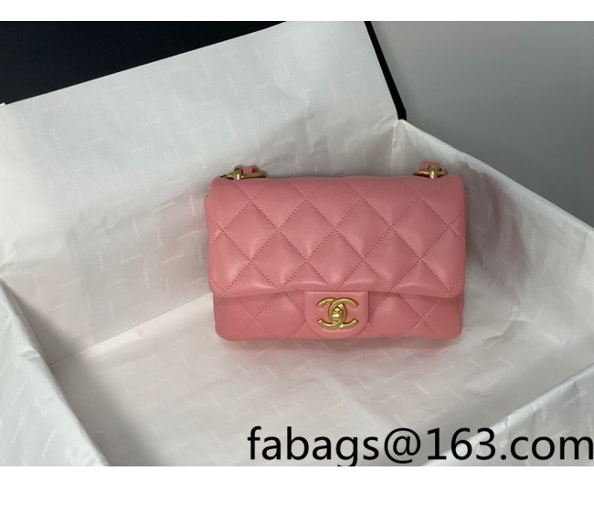 Chanel Lambskin Classic Flap Bag with Chain Strap AS3214 Peachy Pink 2022 TOP