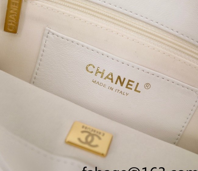 Chanel Lambskin Classic Flap Bag with Chain Strap AS3214 White 2022 TOP