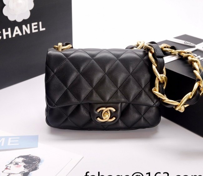 Chanel Lambskin Classic Flap Bag with Chain Strap AS3214 Black 2022 TOP