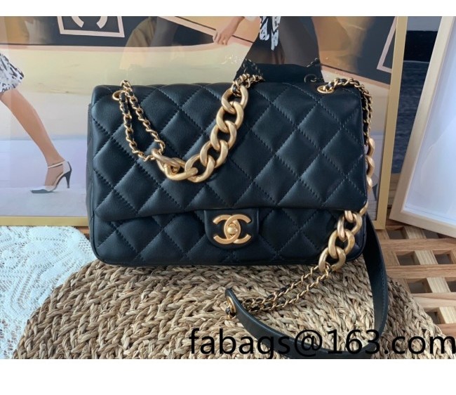 Chanel Lambskin Small Flap Bag with Patchwork Chain AS3110 Black 2022