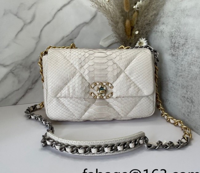 Chanel 19 Python Embossed Small Flap Bag AS1160 White 2022 06