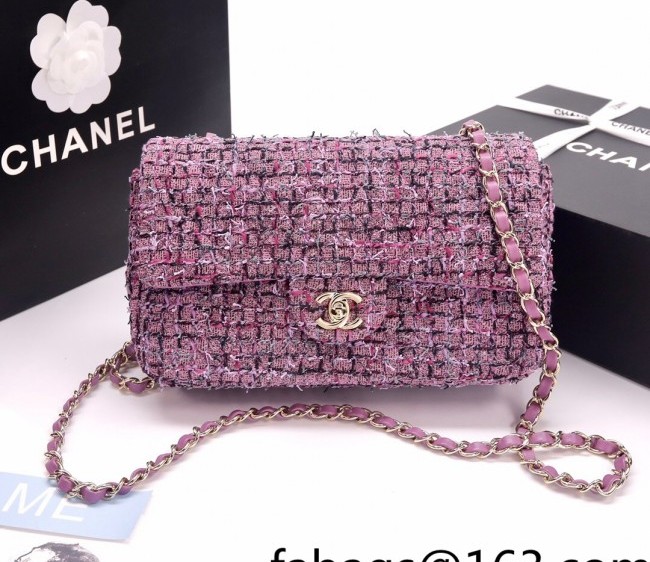 Chanel Tweed Medium Flap Bag A01112 Purple 2022