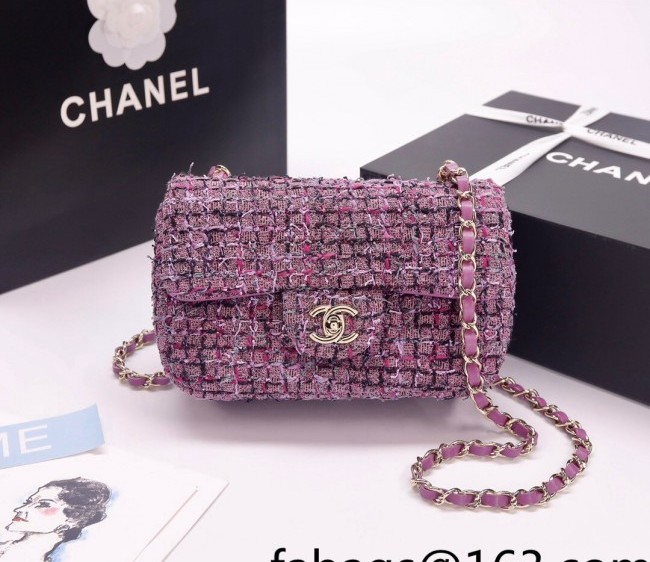 Chanel Tweed Mini Flap Bag A69900 Purple 2022