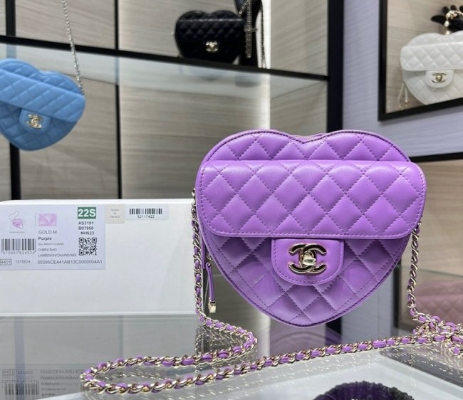 Chanel Lambskin Heart Bag AS3191 Purple 02 2022