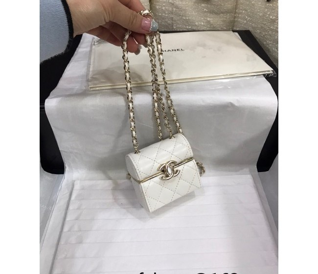 Chanel Mini Box Bag with Chain AP2655 White 2022