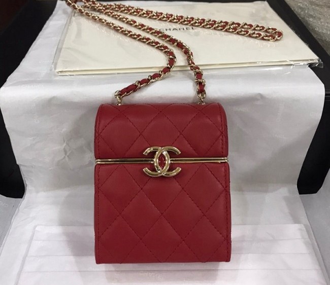 Chanel Small Box Bag with Chain AP2656 Red 2022