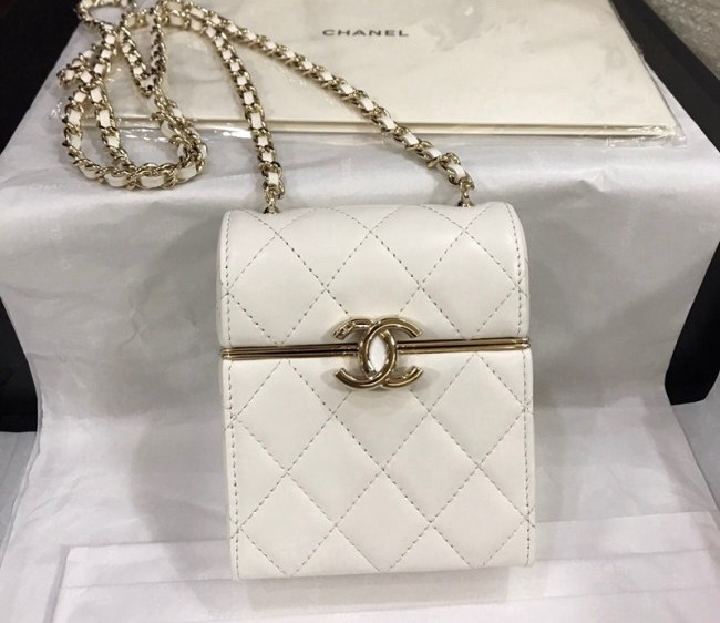 Chanel Small Box Bag with Chain AP2656 White 2022