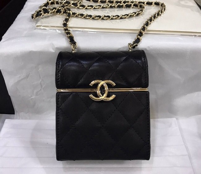 Chanel Small Box Bag with Chain AP2656 Black 2022