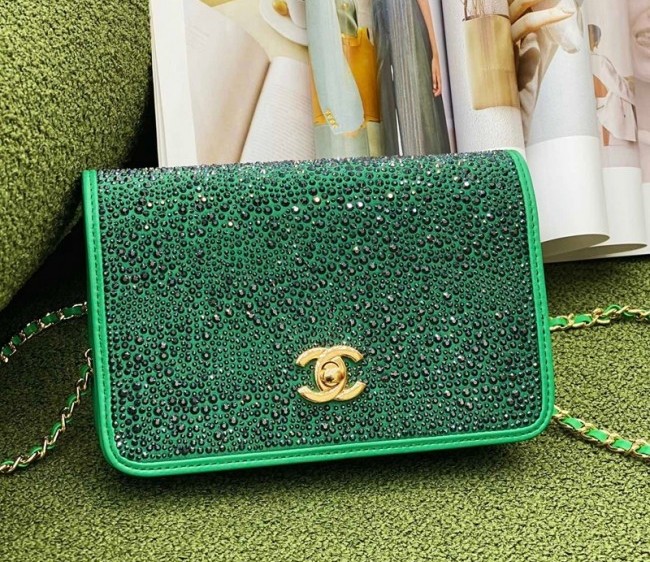 Chanel Crystal Wallet on Chain WOC Green 2022