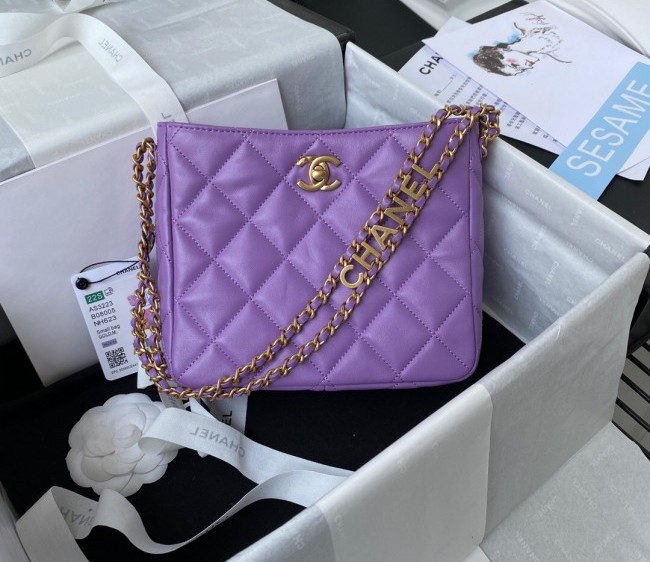 Chanel Lambskin Small Hobo Bag AS3223 Purple 2022