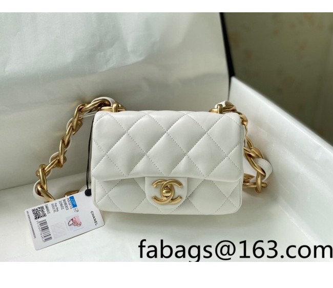 Chanel Lambskin Mini Flap Bag with Chain Strap AS3213 White 2022