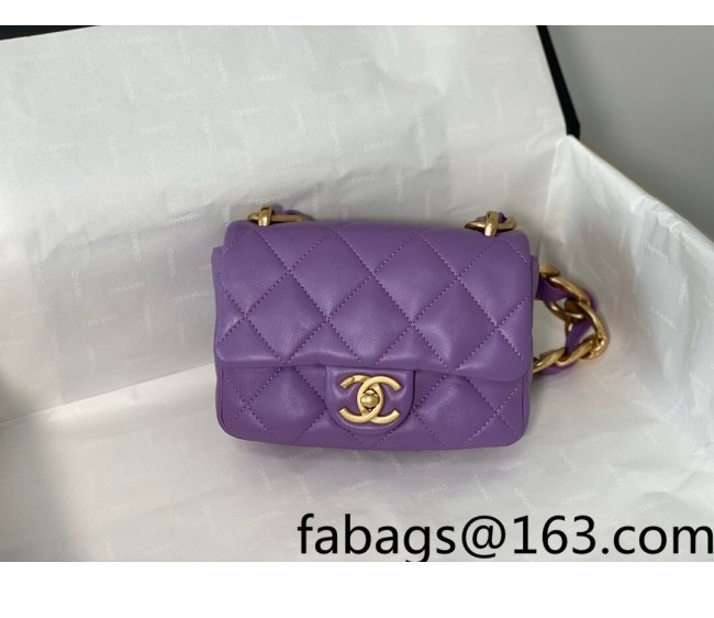 Chanel Lambskin Mini Flap Bag with Chain Strap AS3213 Purple 2022