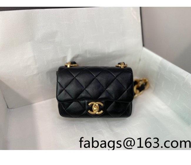 Chanel Lambskin Mini Flap Bag with Chain Strap AS3213 Black 2022